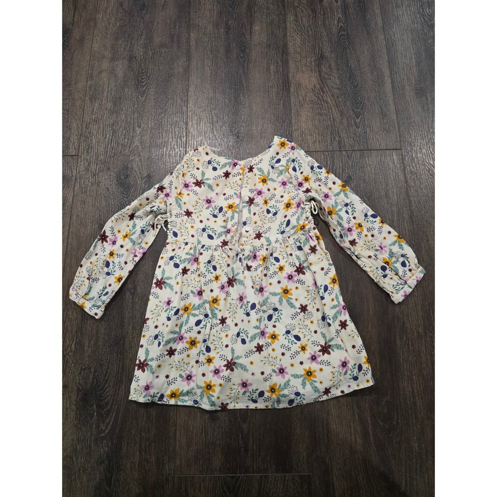Sweet Magnolia Kids Girls Floral Long Sleeve Dress Cream Yellow Purple 4T
